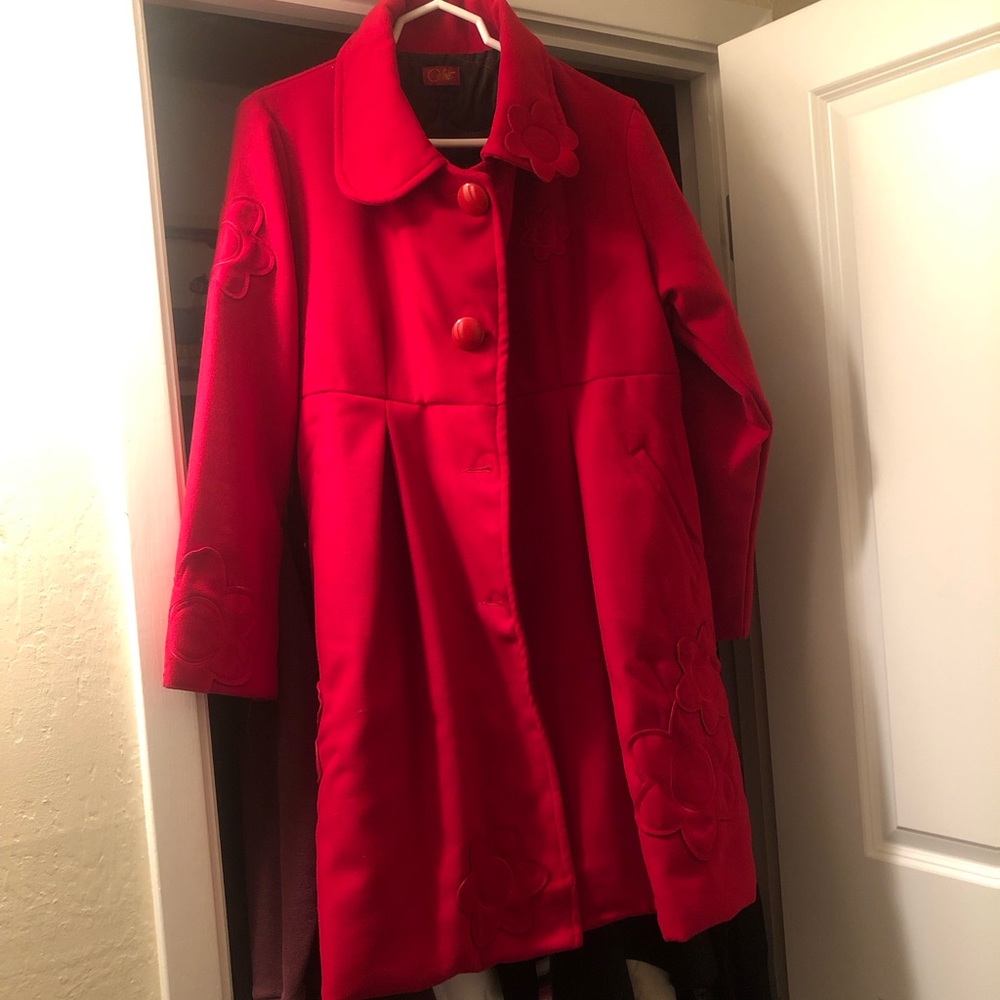 Red wool-style coat
